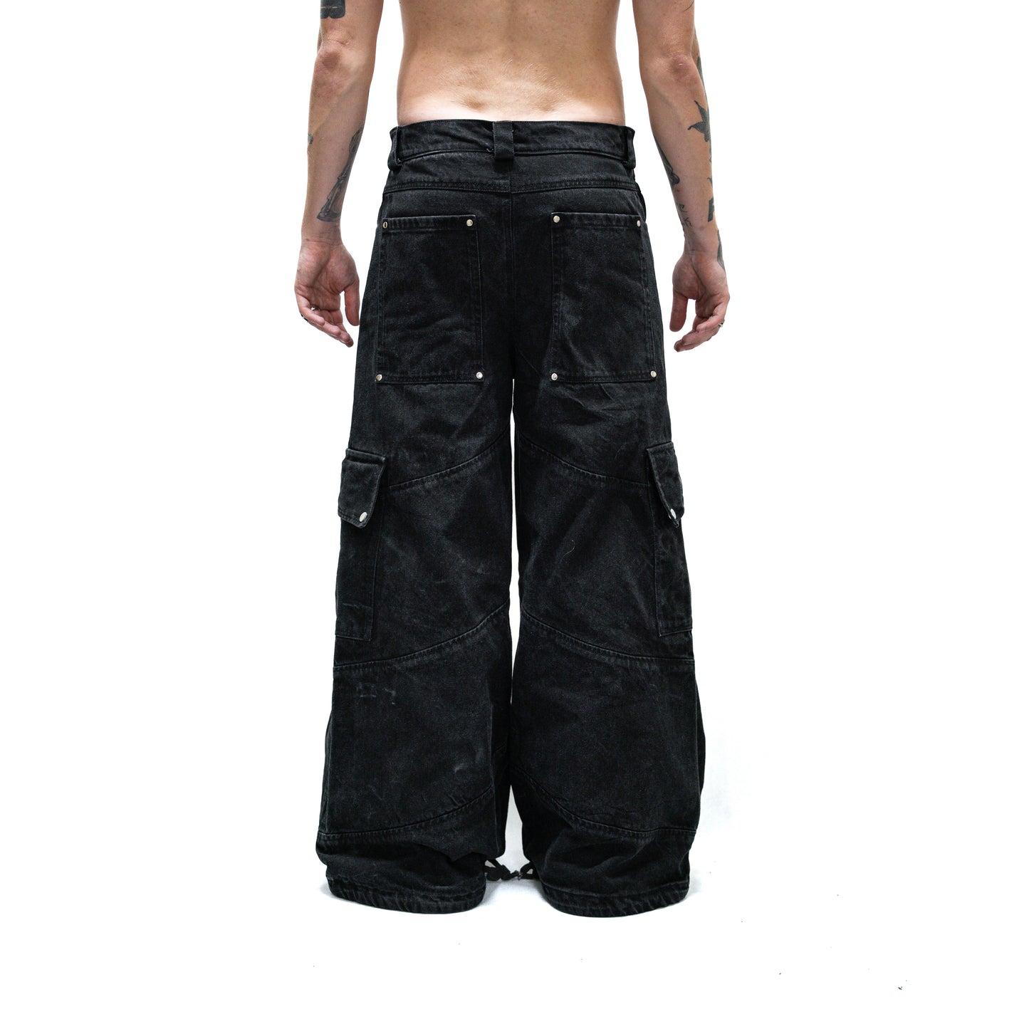 ULTRA+ WASHED BLACK CARGO JEANS